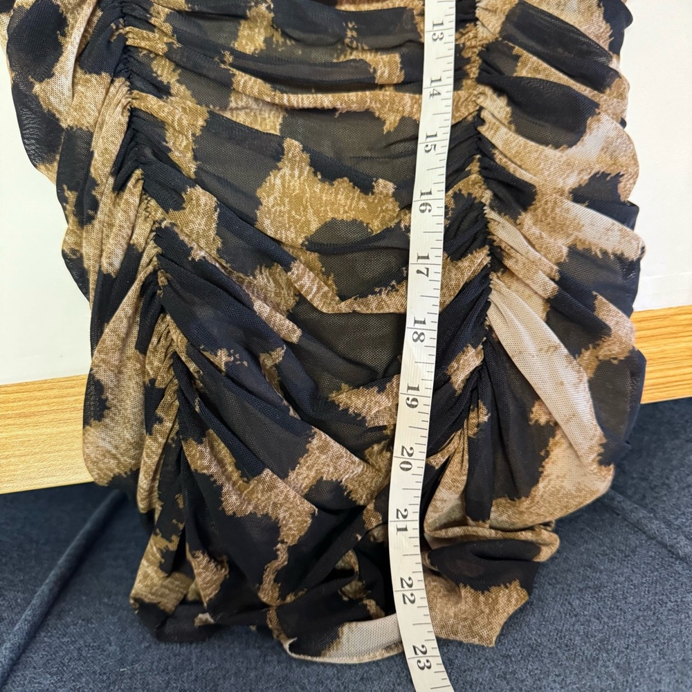 Ganni Mesh Leopard Ruched Top - Picture 8 of 8